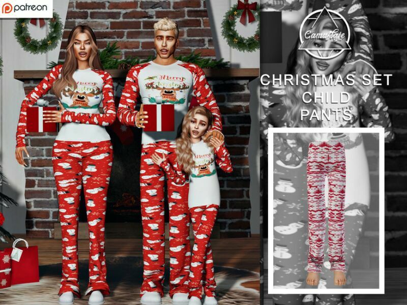 [Patreon] Christmas PJ Collection – Child (Pants) By Camuflaje Sims 4 CC