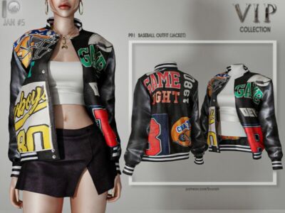 [Patreon] (Early Access) Baseball Outfit (Jacket) P91 By Busra-Tr Sims 4 CC