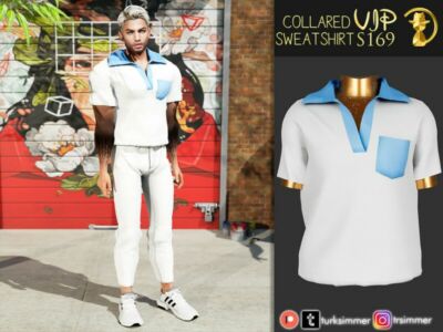 [Patreon] (Early Access) Collared Sweatshirt S169 By Turksimmer Sims 4 CC