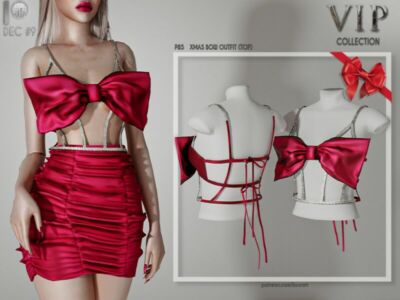 [Patreon] (Early Access) Xmas BOW Outfit (TOP) P85 By Busra-Tr Sims 4 CC