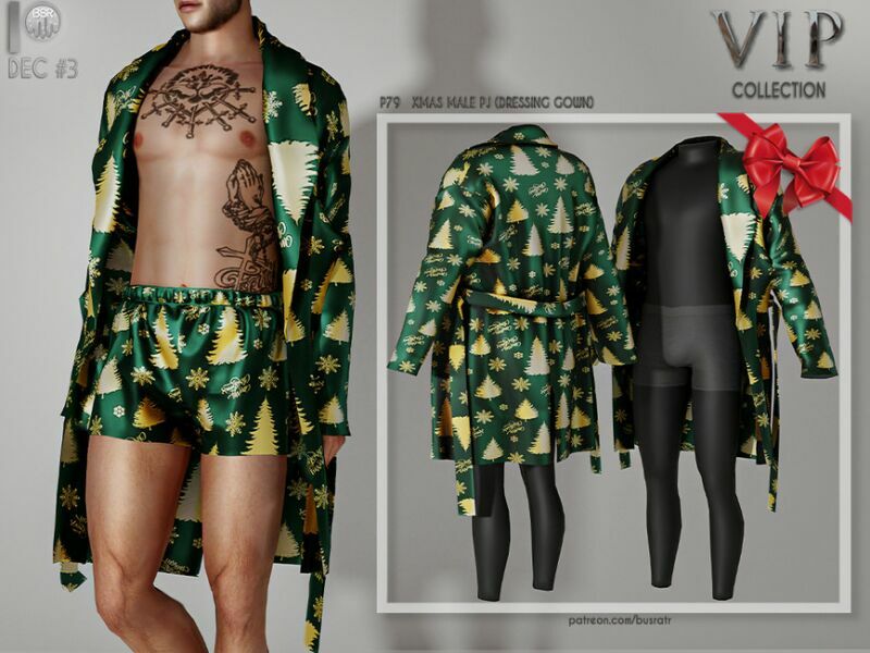 [Patreon] (Early Access) Xmas Male PJ (Dressing Gown) P79 By Busra-Tr Sims 4 CC