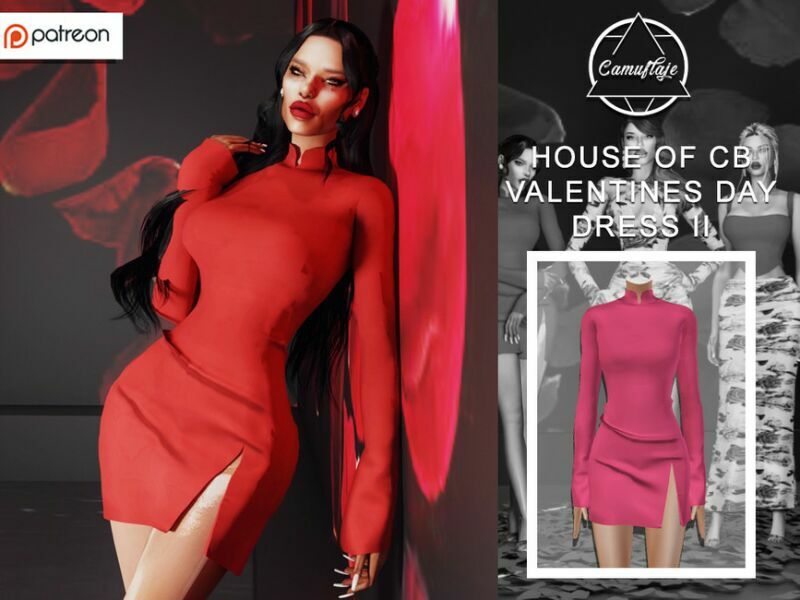 [Patreon] House Of CB – Valentines DAY – Dress II By Camuflaje Sims 4 CC