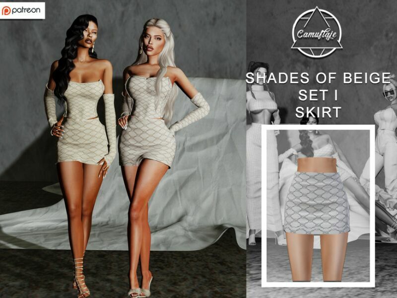 [Patreon] Shades Of Beige – SET I (Skirt) By Camuflaje Sims 4 CC