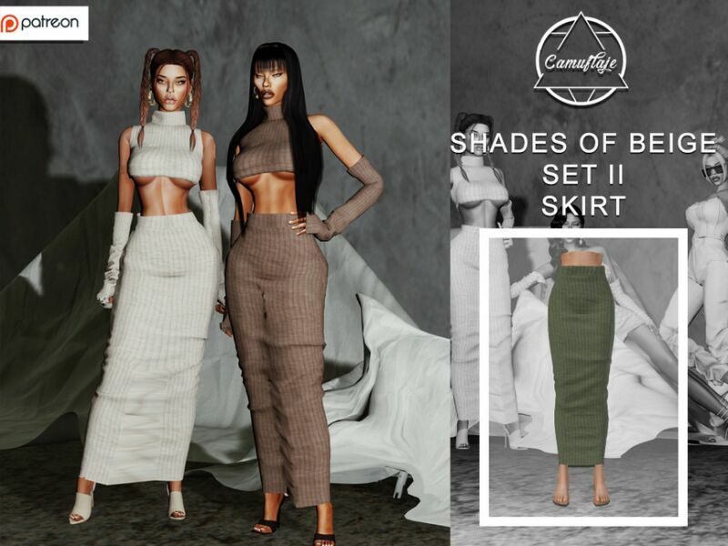 [Patreon] Shades Of Beige – SET II (Long Skirt) By Camuflaje Sims 4 CC