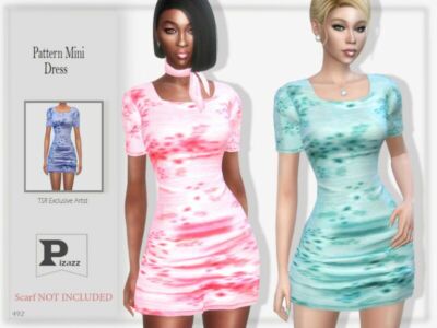 Pattern Mini Dress By Pizazz Sims 4 CC