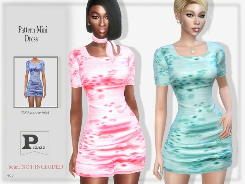 Pattern Mini Dress By Pizazz Sims 4 CC