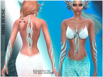 Patterned Mermaid TOP Sims 4 CC