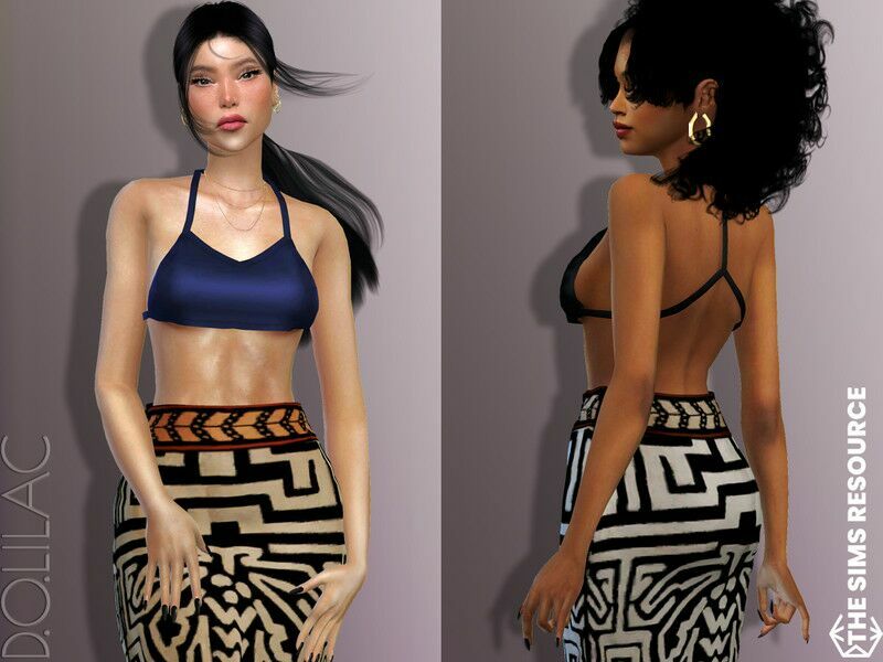 Patterned Midi Skirt DO616 Sims 4 CC