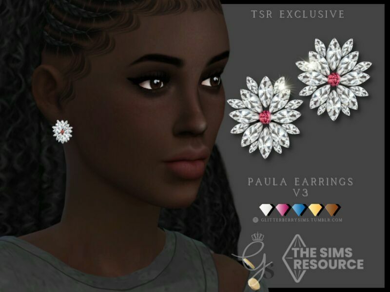 Paula Earring V3 By Glitterberryfly Sims 4 CC