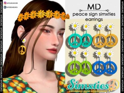 Peace Sign Simxties Earrings For Adults In / Earrings Sims 4 CC