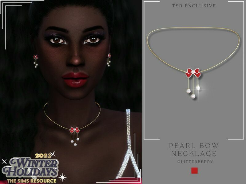 Pearl BOW Necklace Sims 4 CC