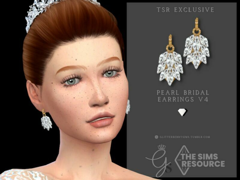 Pearl Bridal Earrings V4 By Glitterberryfly Sims 4 CC