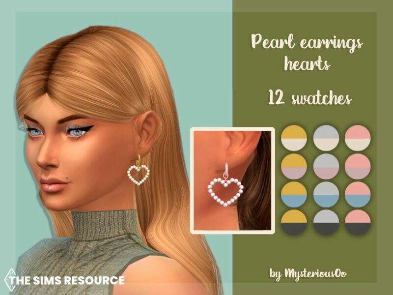 Pearl Earrings Hearts By Mysteriousoo Sims 4 CC