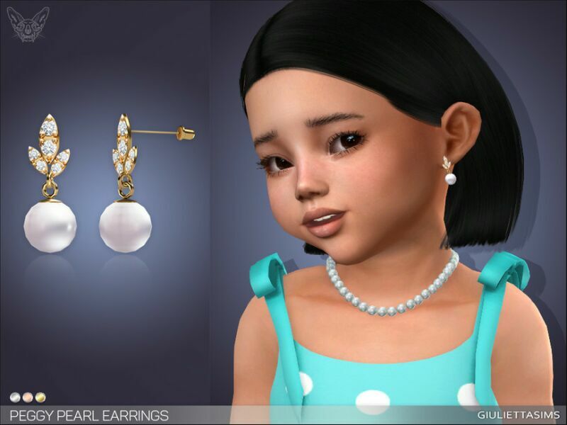 Peggy Pearl Earrings For Toddlers By Feyona Sims 4 CC