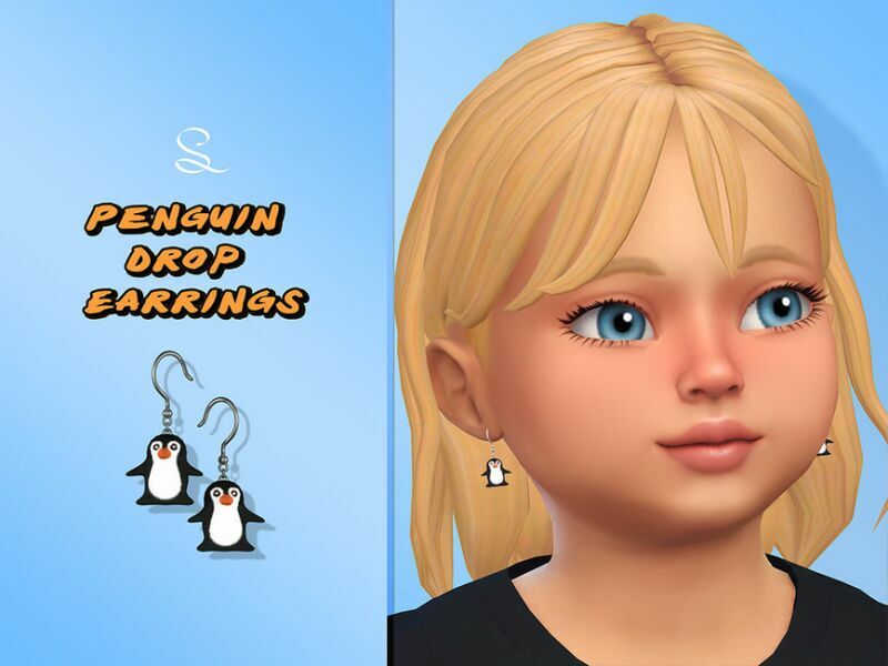 Penguin Drop Earrings For Toddlers By Simlasya Sims 4 CC