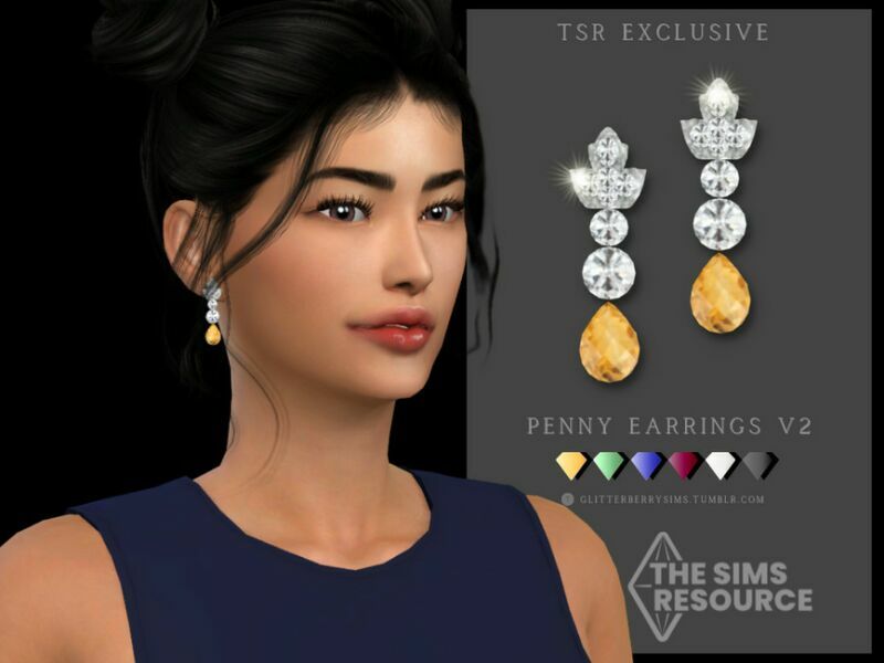 Penny Earrings V2 By Glitterberryfly Sims 4 CC