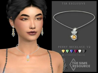 Penny Necklace V2 By Glitterberryfly Sims 4 CC