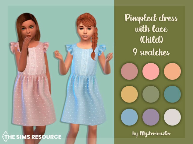 Pimpled Dress With Lace Child By Mysteriousoo Sims 4 CC