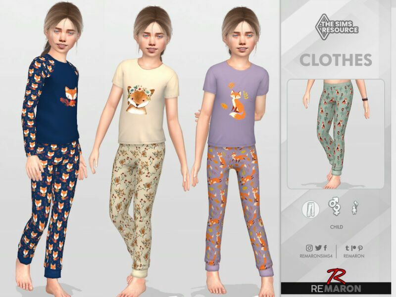 PJ FOX Pants 01 For Child By Remaron Sims 4 CC