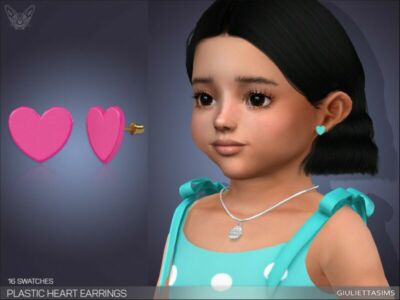 Plastic Heart Earrings For Toddlers By Feyona Sims 4 CC