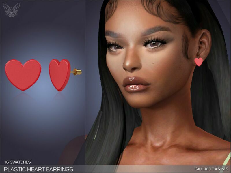 Plastic Hearts Earrings By Feyona Sims 4 CC