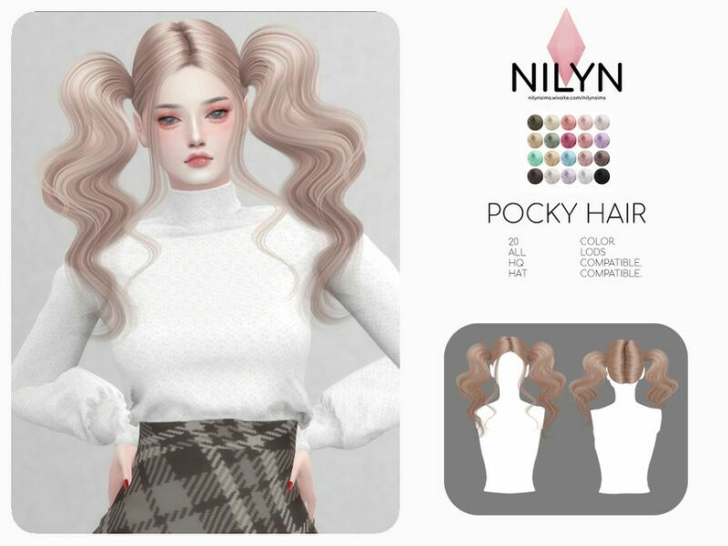 Pocky Hair – NEW Mesh By Nilyn Sims 4 CC