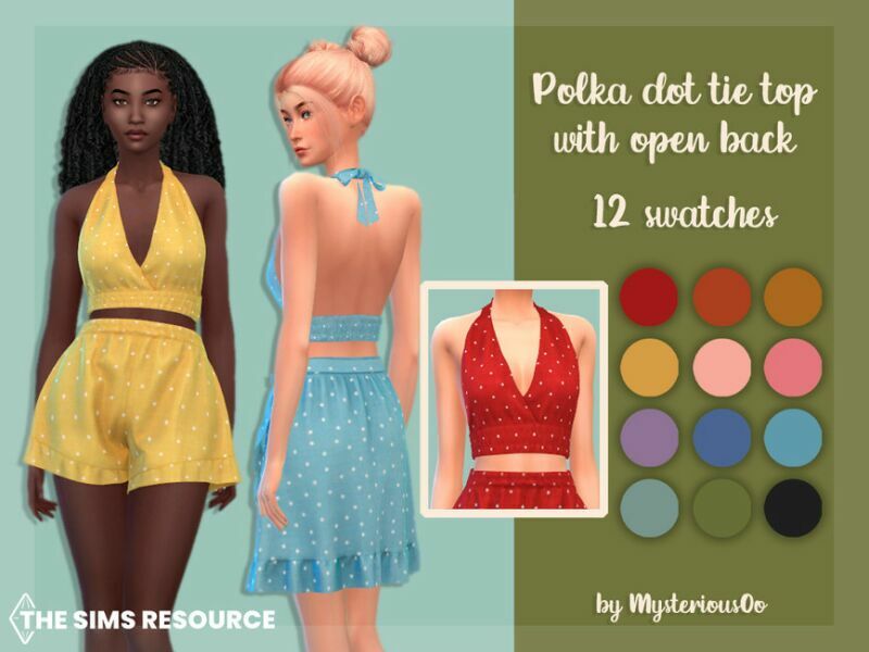 Polka DOT TIE TOP With Open Back By Mysteriousoo Sims 4 CC