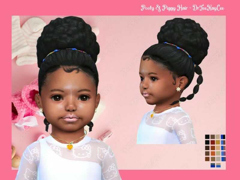 Poofy & Piggy Hair ~ Toddler Base Compatible By Drteekaycee Sims 4 CC