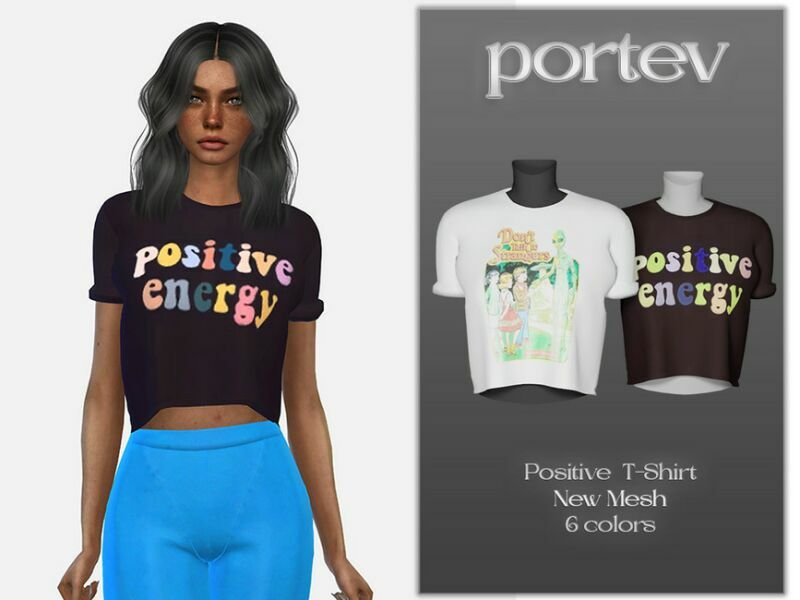 Positive T-Shirt By Portev Sims 4 CC