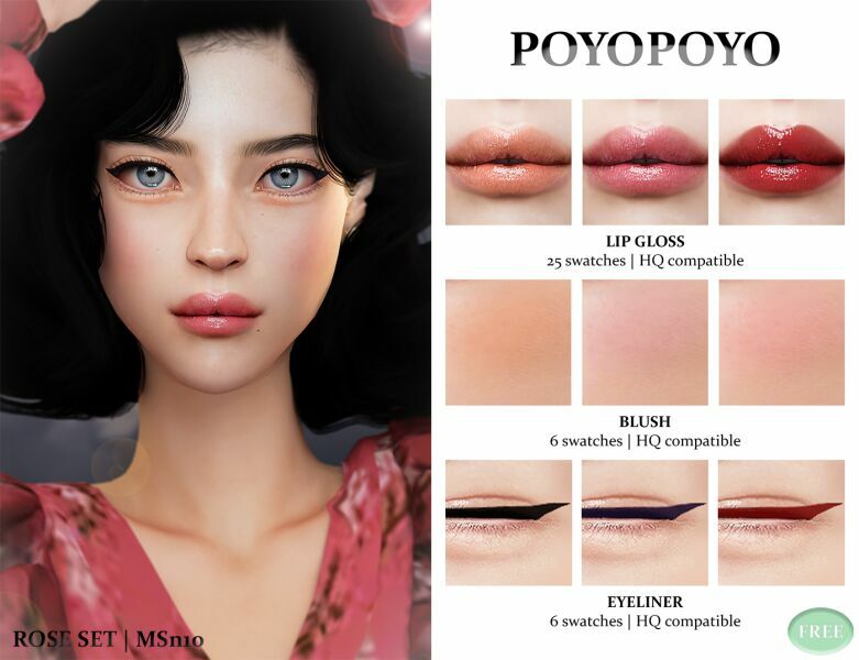 [Poyopoyo] Rose SET | Makeup SET N10 By Poyopoyo Sims 4 CC