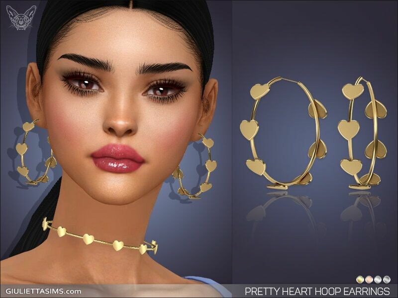 Pretty Heart Hoop Earrings By Giulietta Sims 4 CC