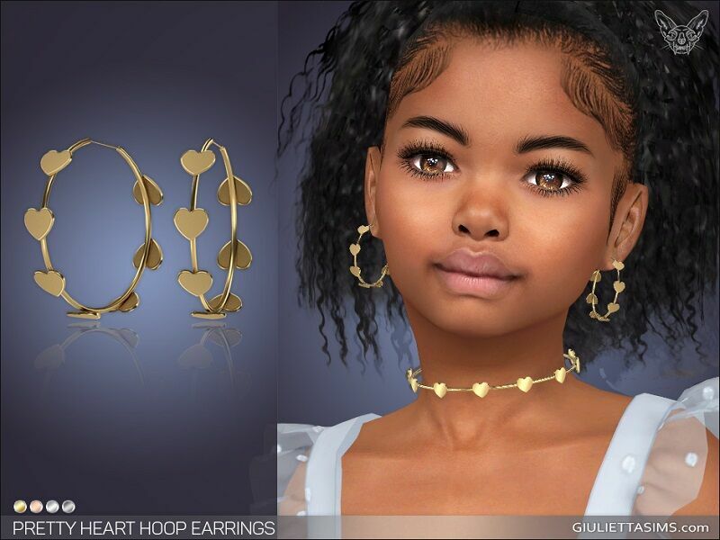 Pretty Heart Hoop Earrings For Kids By Giulietta Sims 4 CC