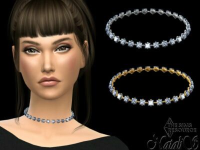 Princess CUT Crystals Choker By Natalis Sims 4 CC