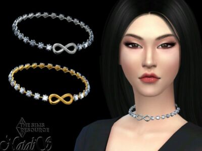 Princess CUT Crystals Infinity Choker By Natalis Sims 4 CC