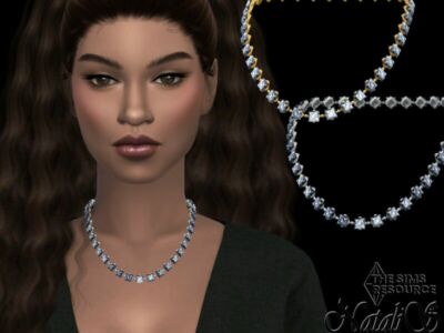 Princess CUT Crystals Medium Necklace By Natalis Sims 4 CC