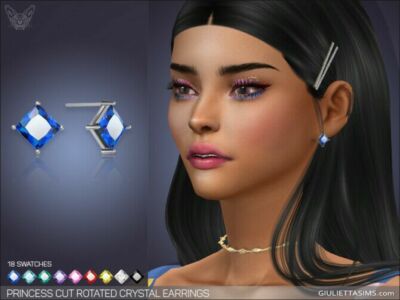 Princess CUT Rotated Crystal Earrings By Giulietta Sims 4 CC