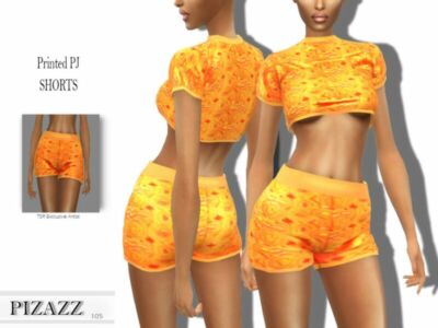 Printed PJ Shorts By Pizazz Sims 4 CC