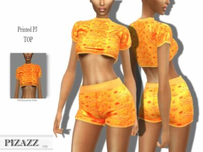 Printed PJ TOP By Pizazz Sims 4 CC