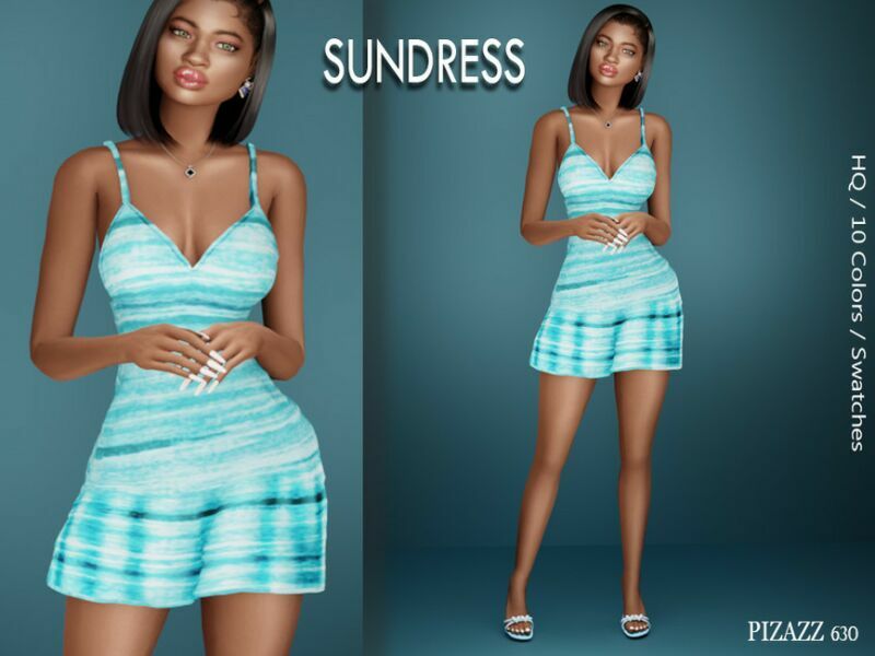 Printed Sundress By Pizazz Sims 4 CC