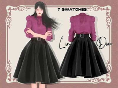 Puff Sleeves And Leather Skirt / Everyday Sims 4 CC