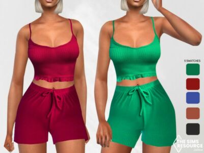 Pyjamas SET Mesh Shorts By Saliwa Sims 4 CC