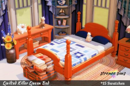 Quilted Killer Queen BED Sims 4 CC