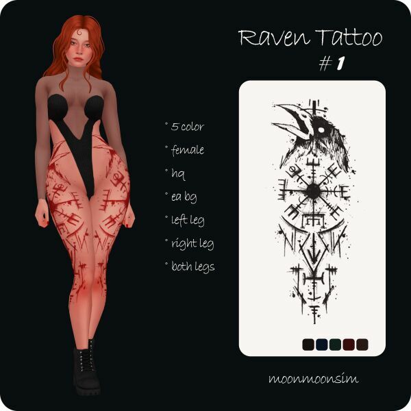 Raven Tattoo By Moonmoonsim Sims 4 CC