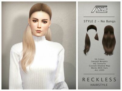 ‘Reckless – Style 2 Without Bangs (Hairstyle) / Female’ Sims 4 CC