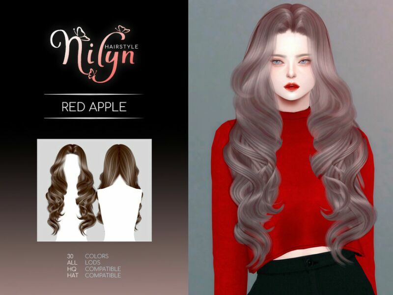 RED Apple Hair – NEW Mesh By Nilyn Sims 4 CC