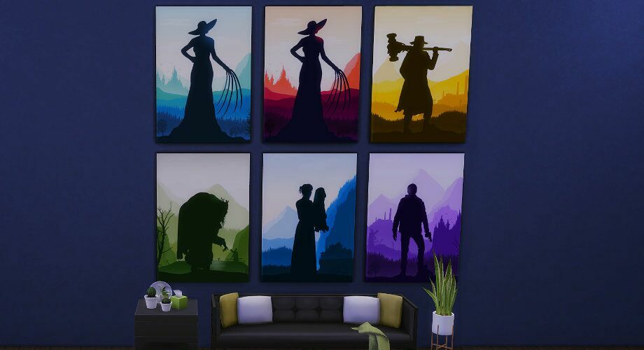 sims 4 cc resident evil village silhouette wall art by geekygamingstuff 2