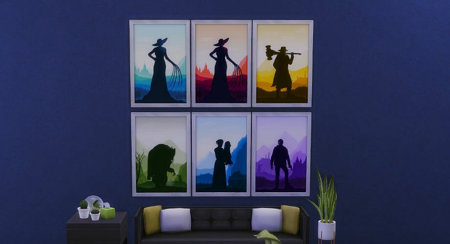 sims 4 cc resident evil village silhouette wall art by geekygamingstuff 3