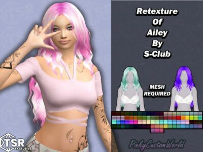 Retexture Of Ailey Hair By S-Club Sims 4 CC