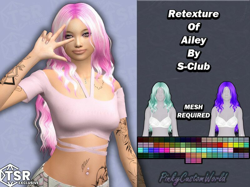 Retexture Of Ailey Hair By S-Club Sims 4 CC