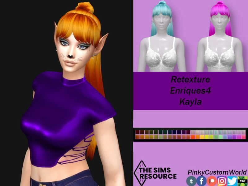 Retexture Of Kayla Hair By Enriques4 By Pinkycustomworld Sims 4 CC